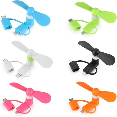 Cell Phone Fan 3-in-1 Mobile Phone Fans Compatible with iPhone/iPad/Android Smartphone KrShop
