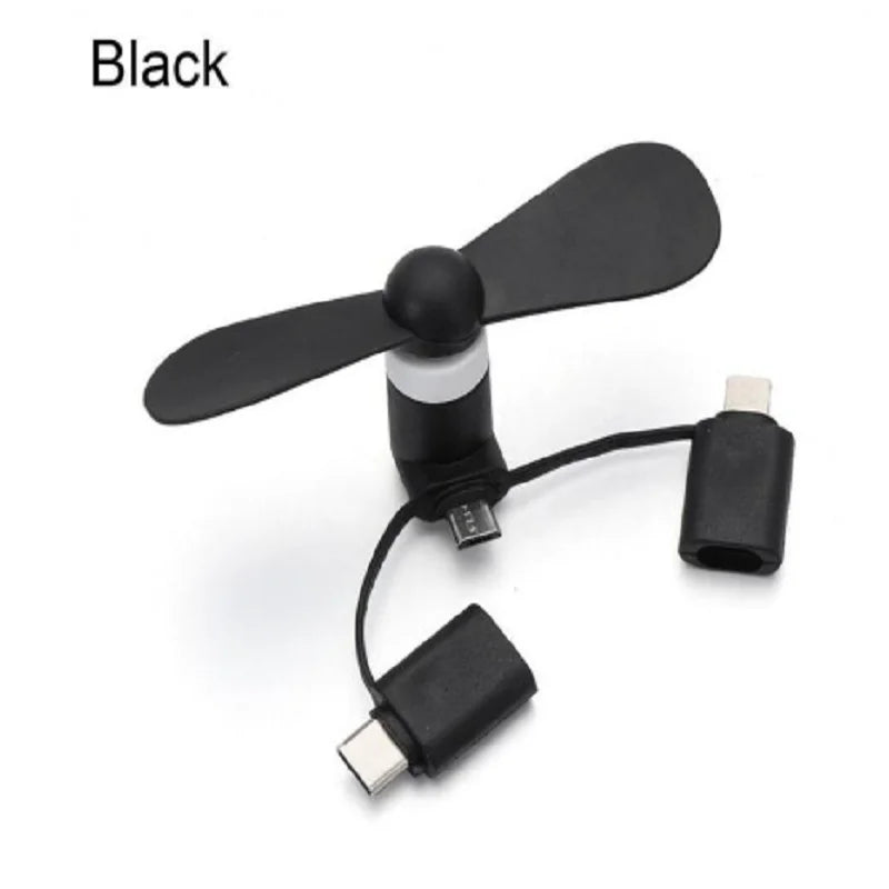 Cell Phone Fan 3-in-1 Mobile Phone Fans Compatible with iPhone/iPad/Android Smartphone KrShop