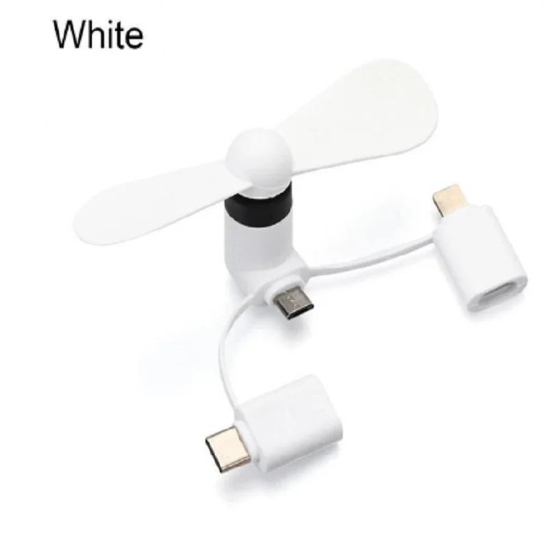 Cell Phone Fan 3-in-1 Mobile Phone Fans Compatible with iPhone/iPad/Android Smartphone KrShop
