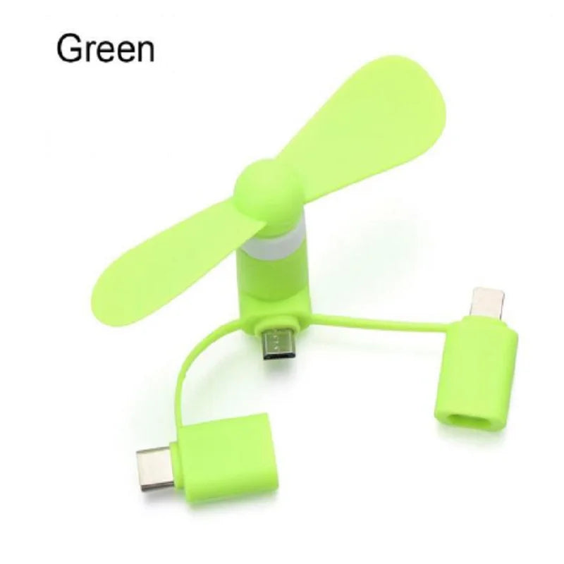 Cell Phone Fan 3-in-1 Mobile Phone Fans Compatible with iPhone/iPad/Android Smartphone KrShop