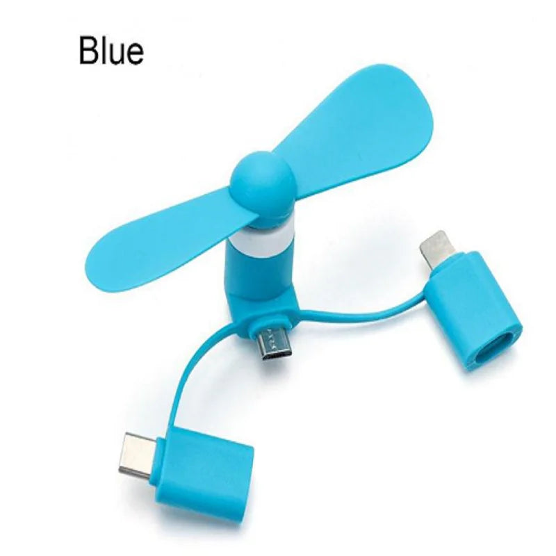 Cell Phone Fan 3-in-1 Mobile Phone Fans Compatible with iPhone/iPad/Android Smartphone KrShop